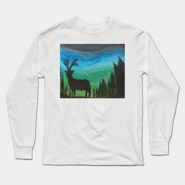 Oil pastel deer Long Sleeve T-Shirt by Thedisc0panda